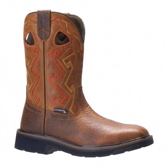 NEW WOLVERINE men's rancher aztec safety boots in tan